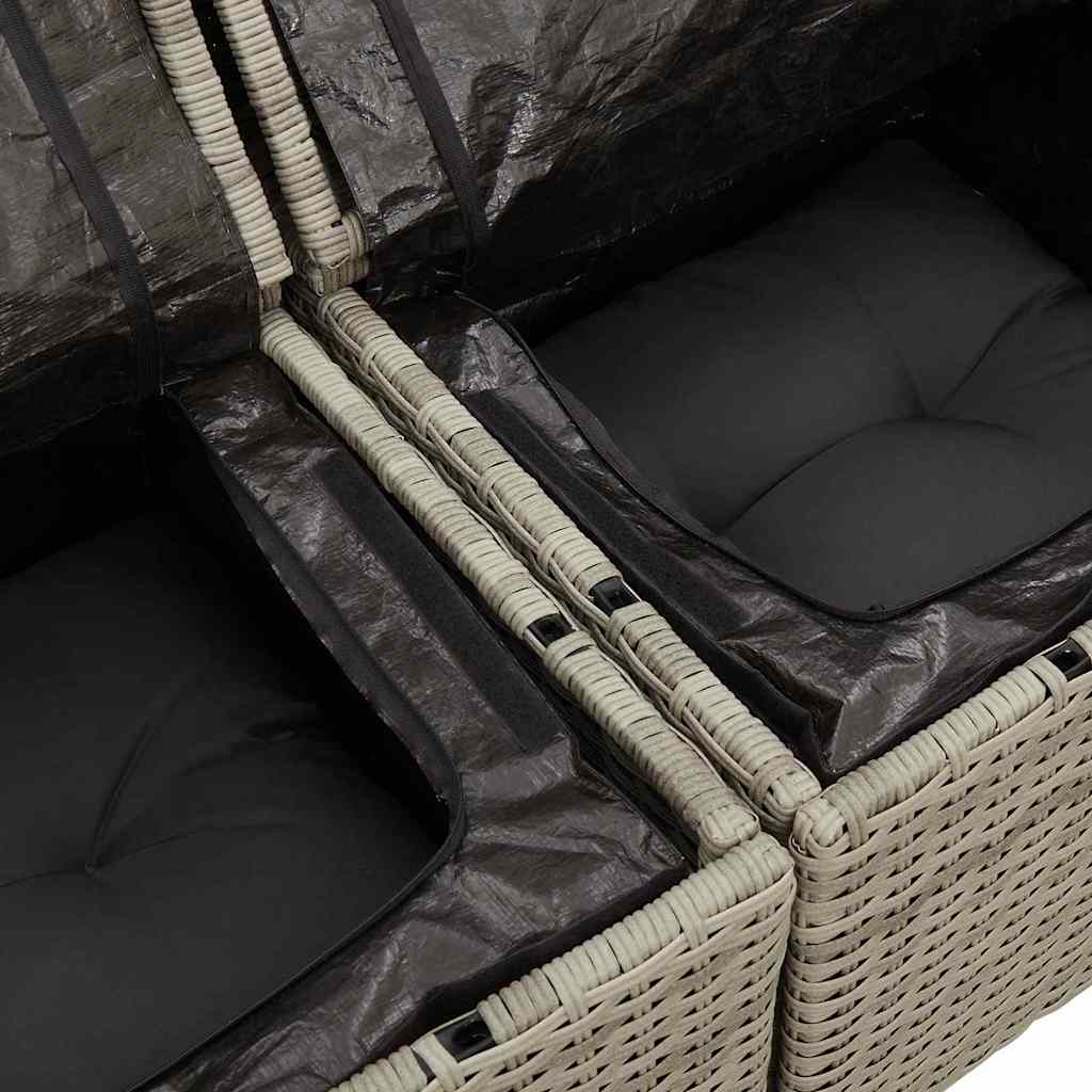 Garden Sofa Set with Cushions 7 Pcs Light Grey Poly Rattan