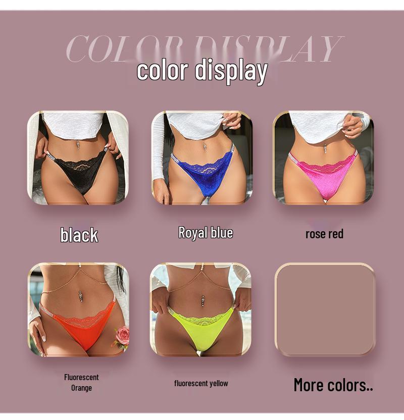 Elegant Rhinestone Lace Velvet Thong - Sexy, Fashionable, and Comfortable Women's Underwear
