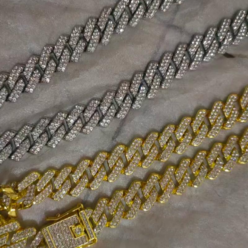 Legierung Voller Diamant 13mm Kubanische Kette Herren Heißer Verkauf Hip Hop Accessoires Schlüsselbein Kette Leichter Luxus Premium Schmuck