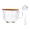 Baijie 400ML Threaded Glass Breakfast Cup with Lid & Spoon