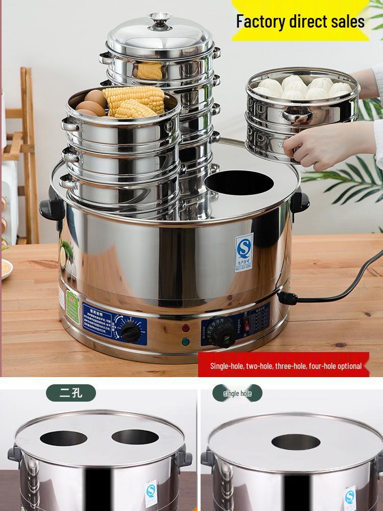 Commercial Three-Hole Steamer for Xiaolongbao, Dumplings, Buns, and Breakfast Shop Use