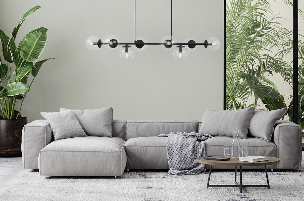 Siena Black Hanging Lamp 8-Flat Clear Lamp E14
