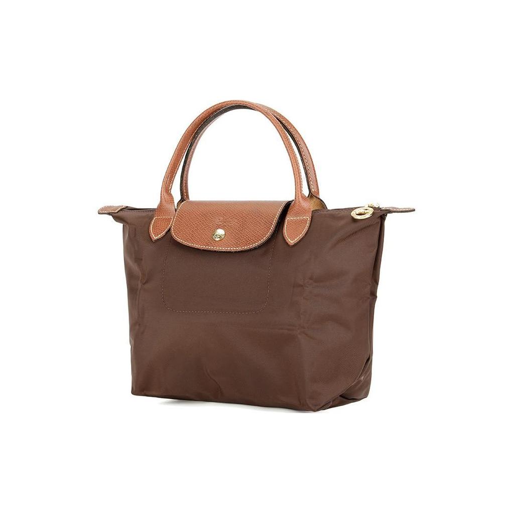 Longchamp Le Pliage Original Minimalistisch Pendler Logo Strukturiertes Nylon-Canvas und Leder Knödel-Tragetasche Klein Damen-Tragetaschen Ebenholz 1621089P81
