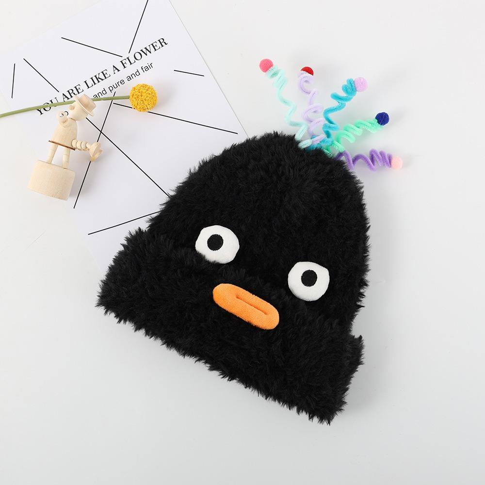 

Plush Wool Big Eyes Knitted Hat Cartoon Hip Hop Cap Funny Korean Funny Beanies чорний