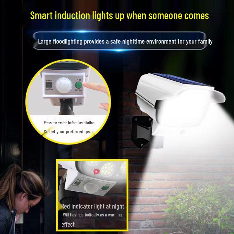 Solar Security Light Strip with Camera: Outdoor Human Induction Super Bright Street Light for Home Courtyard