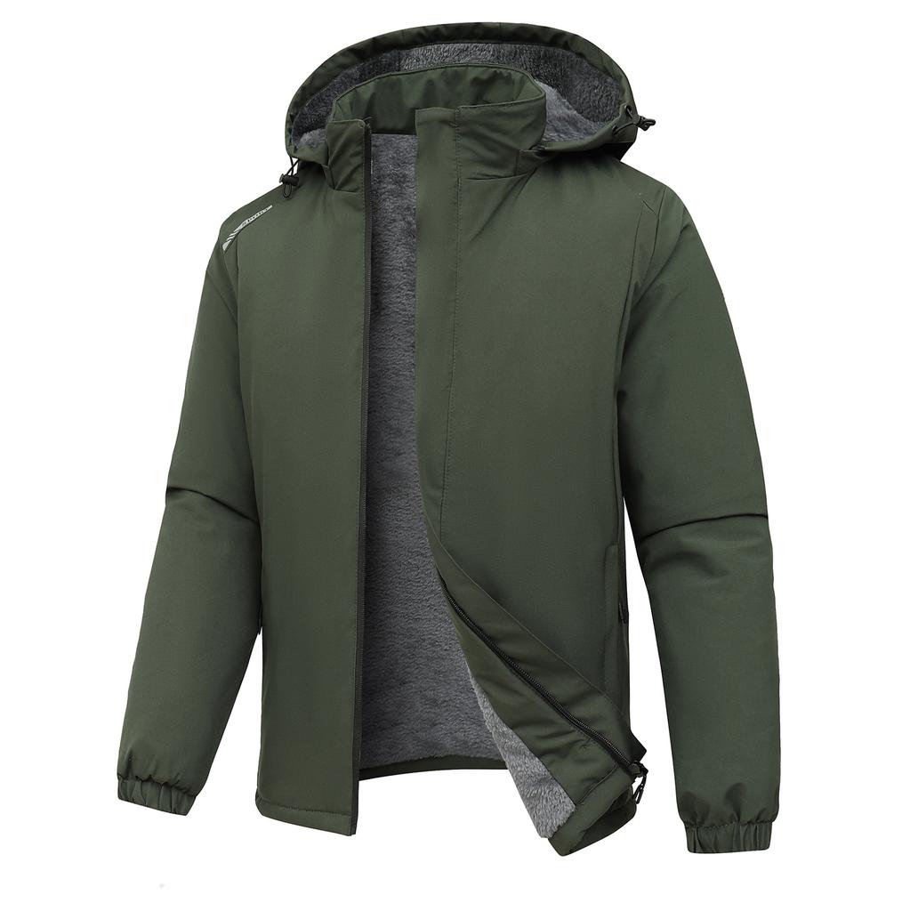 Windproof Assault Jacket for Men Autumn and Winter with Plush Hooded Cotton Jacket Casual Mountaineering Outdoor Sports Cotton Jacket