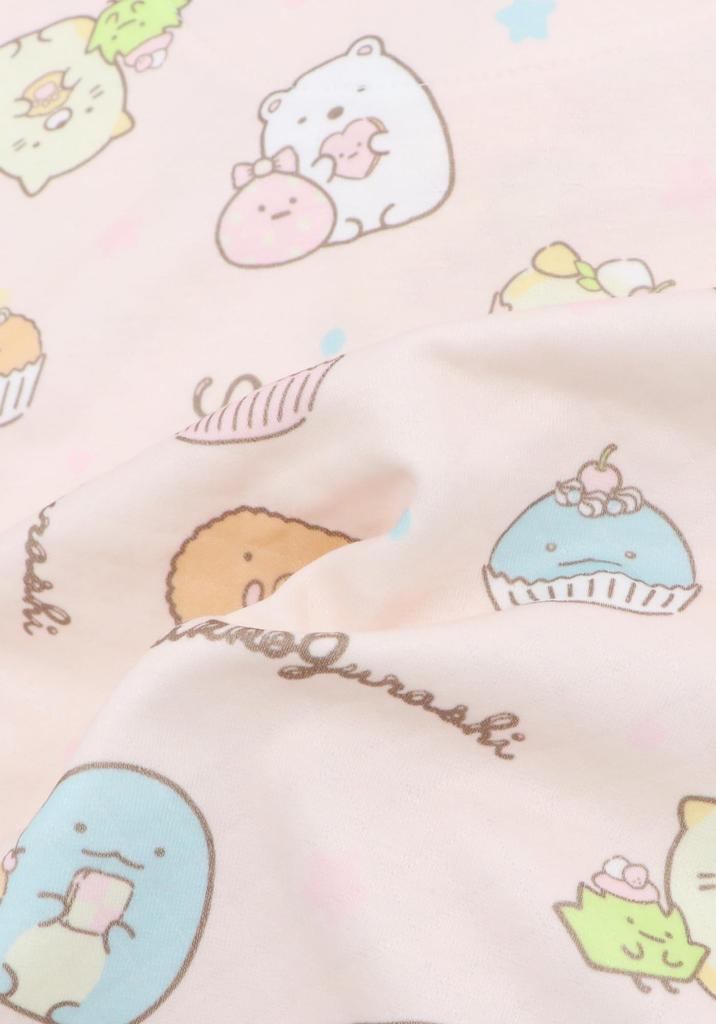 Kaituck Family Sumikkogurashi Kids' Shirt Pajamas, Long Sleeve, Quilted, Spring/Autumn, Sizes 130cm, 140cm, and 150cm (140cm, Pink)