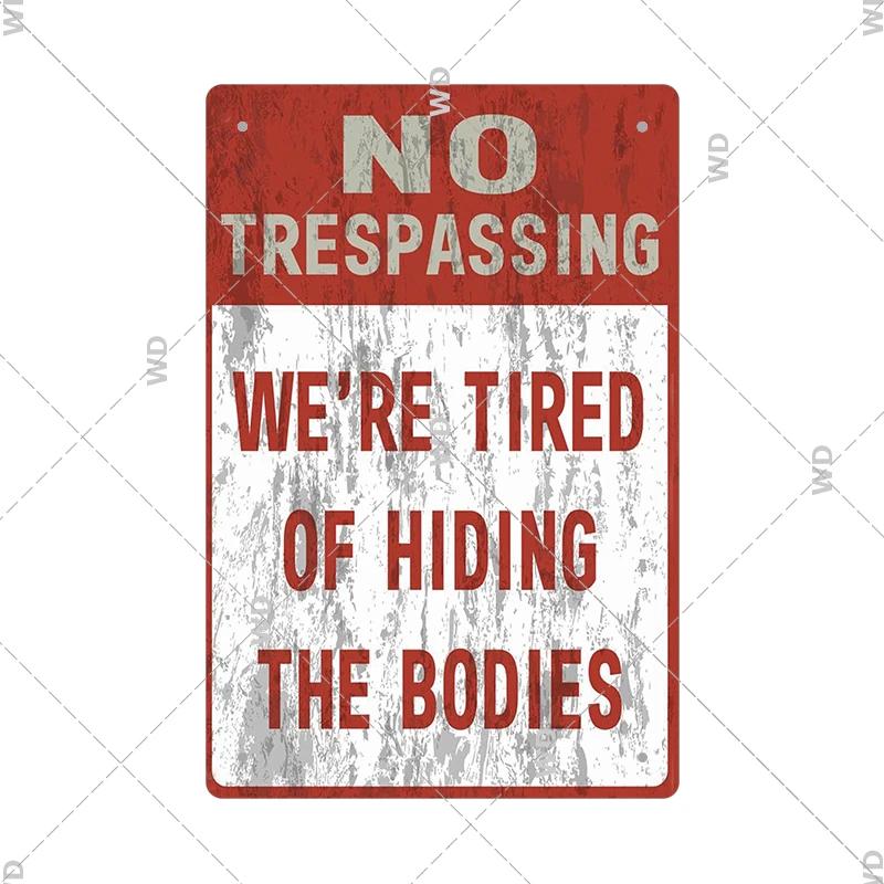 Warning Tin Sign Private Property Gun No Trespassing  Retro Vintage Plaque Danger Vedio Safety Home Door Street Bar Wall Decor