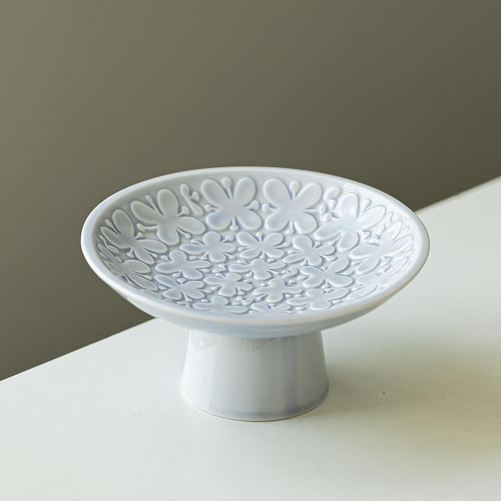 Elegant Ceramic Fruit & Dessert Plate with High Base – Luxurious Tableware for Cold Dishes