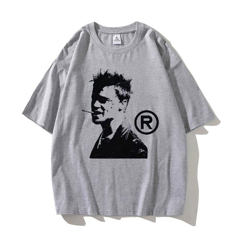 Tv Fight Club Movie Graphic Unisex Print TShirt Casual Vintage Prue Cotton Short Sleeve TShirts Unseix Loose T Shirts