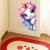Dreamy Unicorn Gazing Into the Distance Static Cling Window Stickers, Removable Self-Adhesive PVC Decals for Kids Room Bedroom Glass Door Decoration