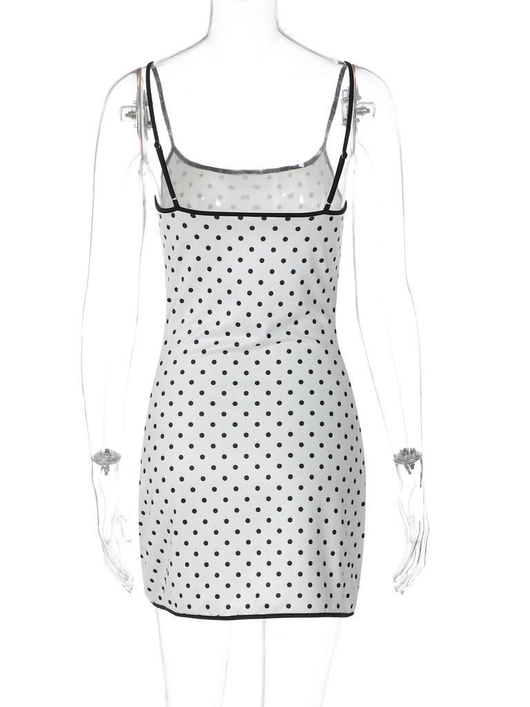 European & American 2026 Spring/Summer Women's Black Polka Dot Mini Dress - Fashionable, Elegant, and Classic.