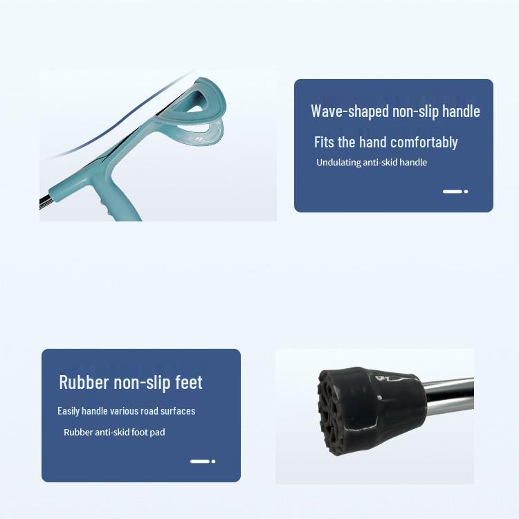 Регулируемая легкая костыль-подмышечная трость из нержавеющей стали для пожилых - Нескользящая, полуобхватный дизайн