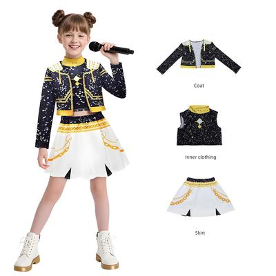 Anime Girls Zoey Mira Cosplay Costume Kids Fancy Party Dress Idol Movie Cosplay Halloween Carniva Clothes Golden Stage Suits