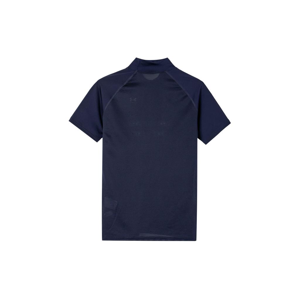 Under Armour Solid Logo High Neck Slim Fit Breathable Short Sleeve T-Shirt Men Tops Navy-Blue 1358642-410