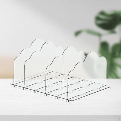 Acrylic Bookends 4 Compartment Book Storage Rack Bags Display for Bookshelf