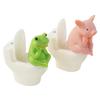 Creative Gift for Friends 2Pcs Resin Meditation Pig And Frog Figurines, Funny Toilet Animal Ornament Desktop Figurines Bookshelf Decor, Humorous