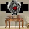 5 Pieces Canvas Wall Arts Poster Painting Black Dark Red Heart Holding Hands Wallpaper Home Decor Picture Printing Interior Arts