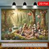2D-Ebene Bärenfamilie Waldpicknick Indoor- und Outdoor-Partybanner geeignet für Geburtstag Hochzeit Ballparty Polyester