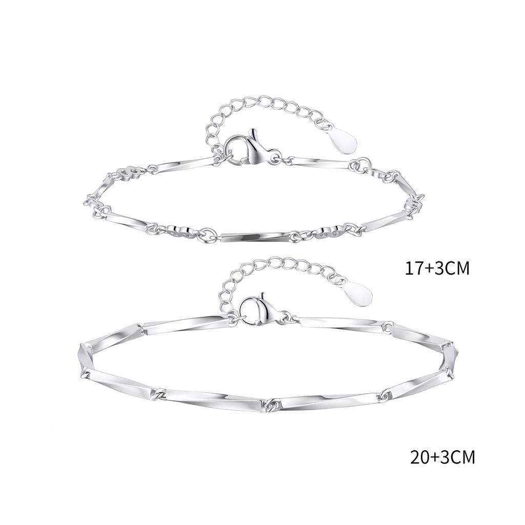 Mobius Couple Bracelet for Men Women,Silver Color Adjustable Chain Wristband,Valentine's Day Anniversary Gifts