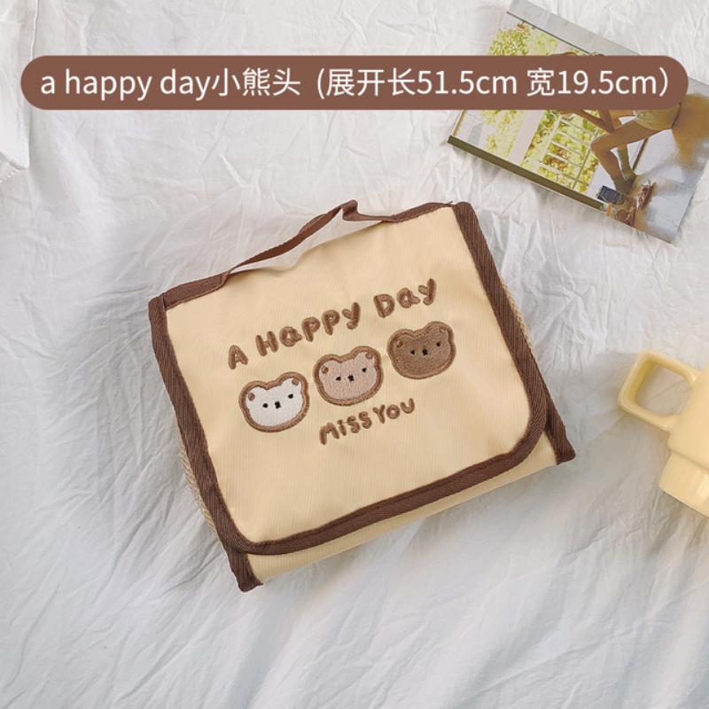 

Сумка для макияжа с медведем, женский подвесной органайзер для макияжа, органайзер для туалетных принадлежностей, дорожные ювелирные изделия, складные косметические кисти, наборы для мытья, чехол B