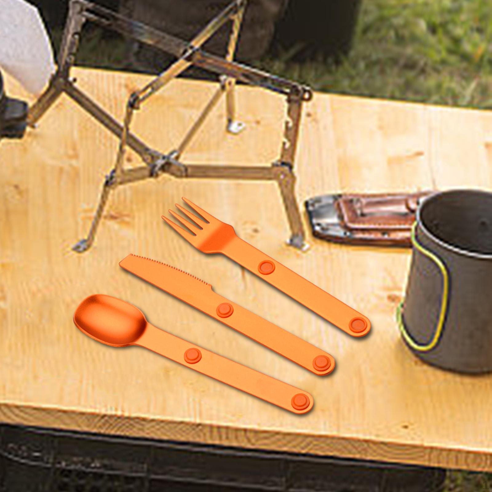 

Набор столовых приборов для кемпинга, нож, ложка, порка, посуда для офиса, пешего туризма, пикника оранжевый