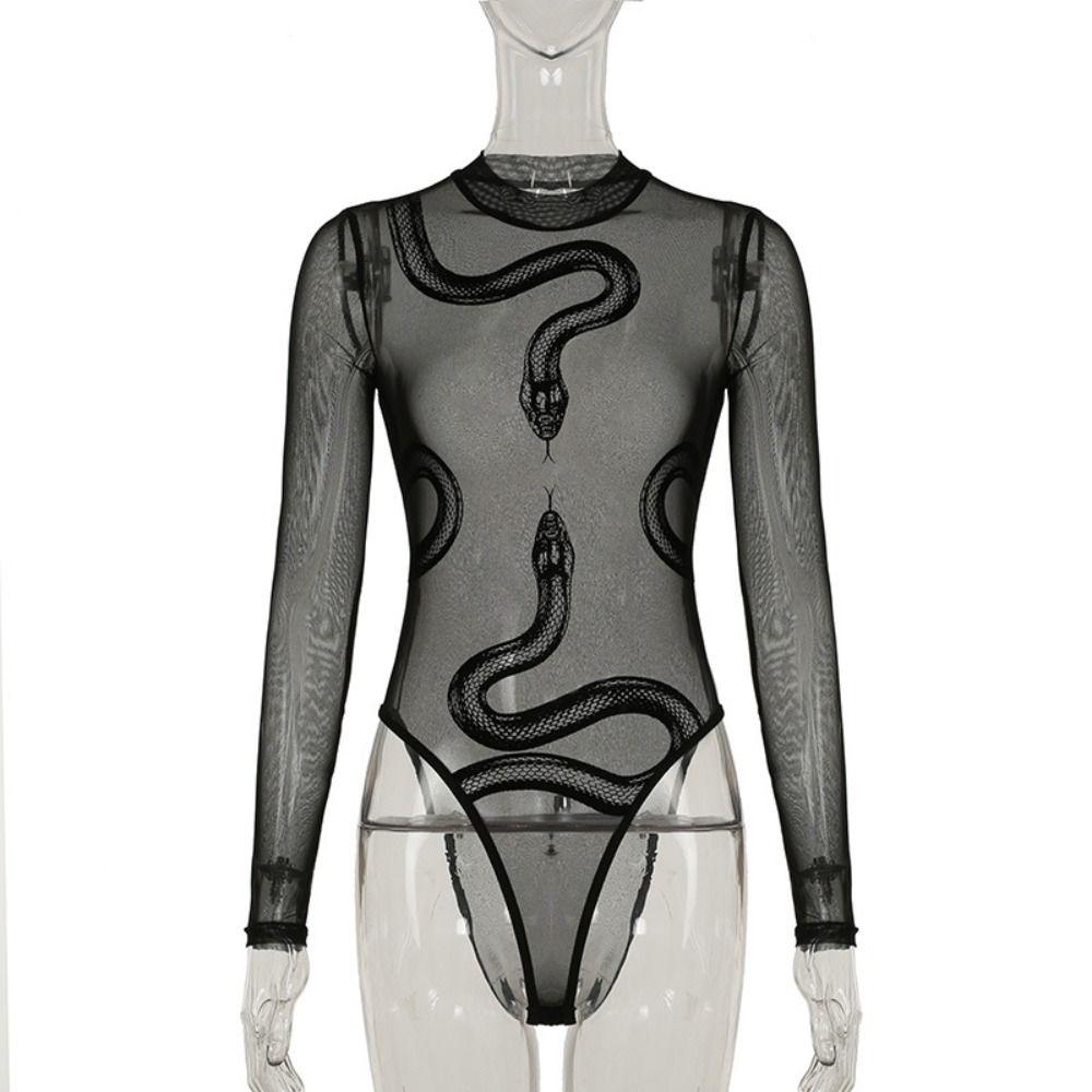 Body Intimo Rete Serpente Forma Sottile Senza Cuciture Vestibilità Aderente Patchwork per Donne Regali