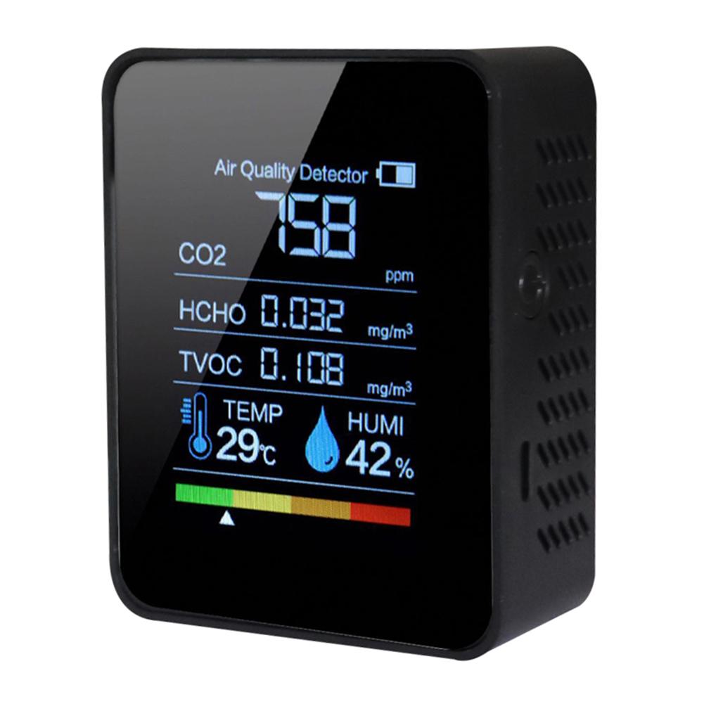 5 In 1 Air Quality Monitor 2.8inch LCD Formaldehyde Detector Temperature Humidity Meter CO2 TVOC HCHO AQI Tester for Home Office