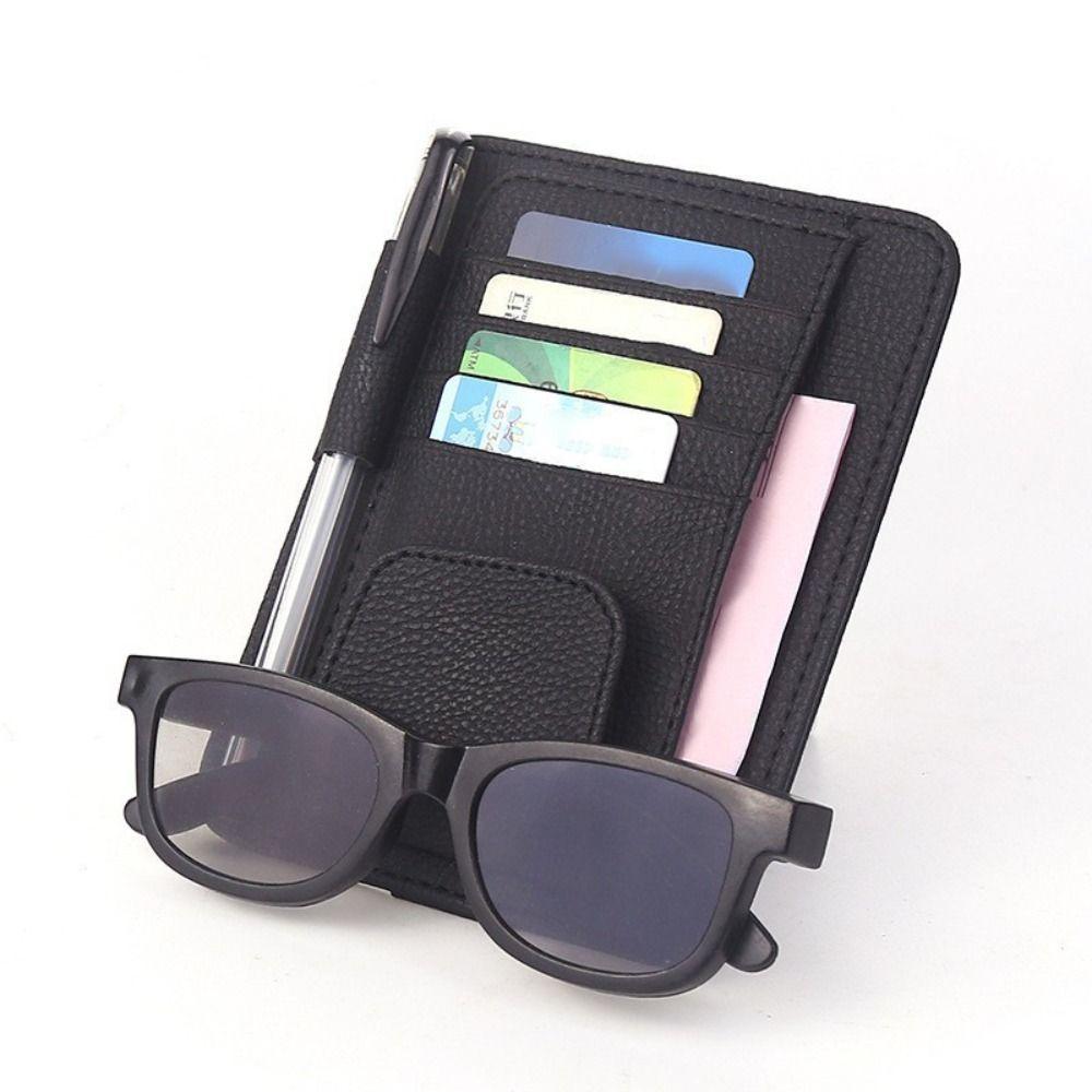 Multifunctional Car Sun Visor Organizer Wear-resisting Car Ticket Holder Eyeglass Stand Bank Card