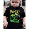 Tamanhos Europeus Camiseta Infantil Masculina, St. Dia de São Patrício TREVO Esmagador...Estampa, Confortável E Casual Gola Redonda, Manga Curta