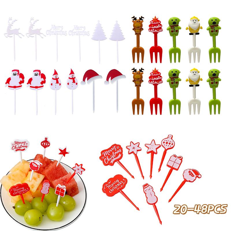Christmas Fruit Fork Set Food Pick Sliced Fruit Fork Animal Plastic Toothpick Stick Bento Accessories