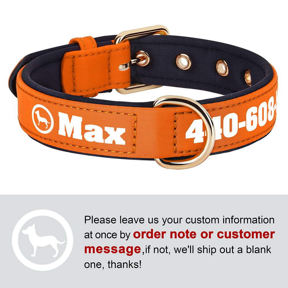 

Personalized Dog Collar Breathable Nylon Puppy Dog Collars Soft Padded Pet Necklace Print Name Paw Durable For Small Medium Dogs S