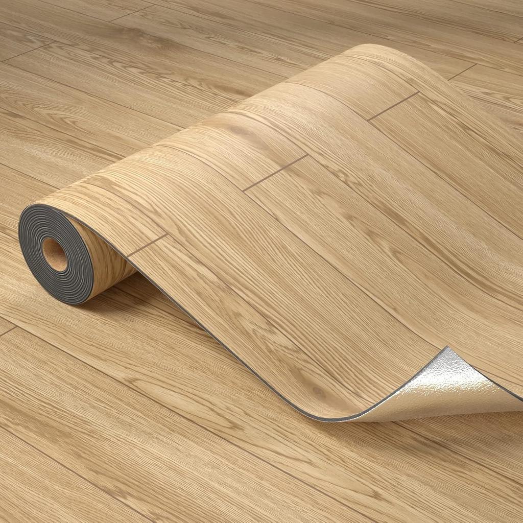 1 Roll 40X300CM Wide Vinyl Flooring Roll  Self-Adhesive, Wood Grain Floor Tiles Peel and Stick Floor Stickers Durable Easy