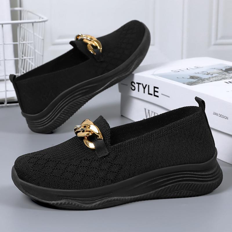 

Модные летние туфли-лодочки для женщин, дышащие одинарные туфли, корейская модная повседневная обувь без шнуровки 41 чёрный