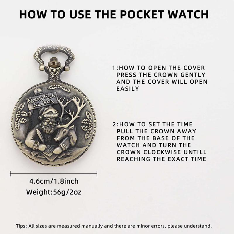 Модные классические мужские часы Санта-Клаус Лось Кварцевые карманные часы Винтажные — фото 8