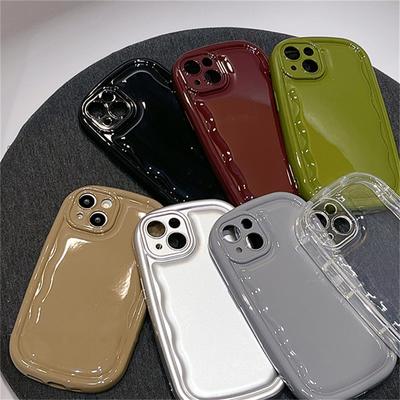 Koreanische süße Candy Farbe Wavey die Seife Handytasche für Iphone 14 13 12 11 Pro Max schlicht glänzend oval stoßfest Soft Cover Funda