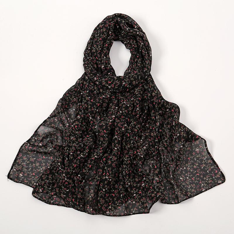Modischer Blumenmuster Chiffon Schal Für Muslimische Frauen Chiffon Hijab Mode Damen Elegante Lange Schals Wickeltücher Fabrik