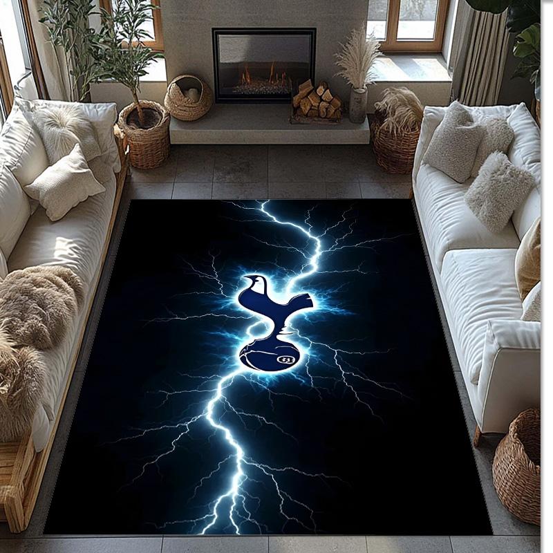 Tottenham Hotspur Theme Rug Soft Crystal Velvet Area Rug Non-Slip Floor Carpet for Living Room Bedroom Nursery