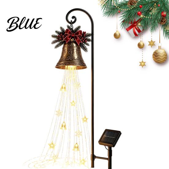 Traditional Xmas Lawn Stakes Christmas Bell Cascade Solar Yard Light for Decor Warm White Cascading Decorative Patio Lights Garden Stake Pathway