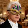 Purple Green Yellow Sequin Mardi Gras Masque Masquerade Venetian Carnival Half Face Mask Halloween Cosplay Accessories+