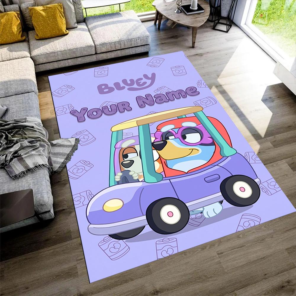 Bluey Personalized Name Floor Rug Office Rug Design for Balcony Study room Entryway Bedrooms Antislip Carpet Decorate Offices