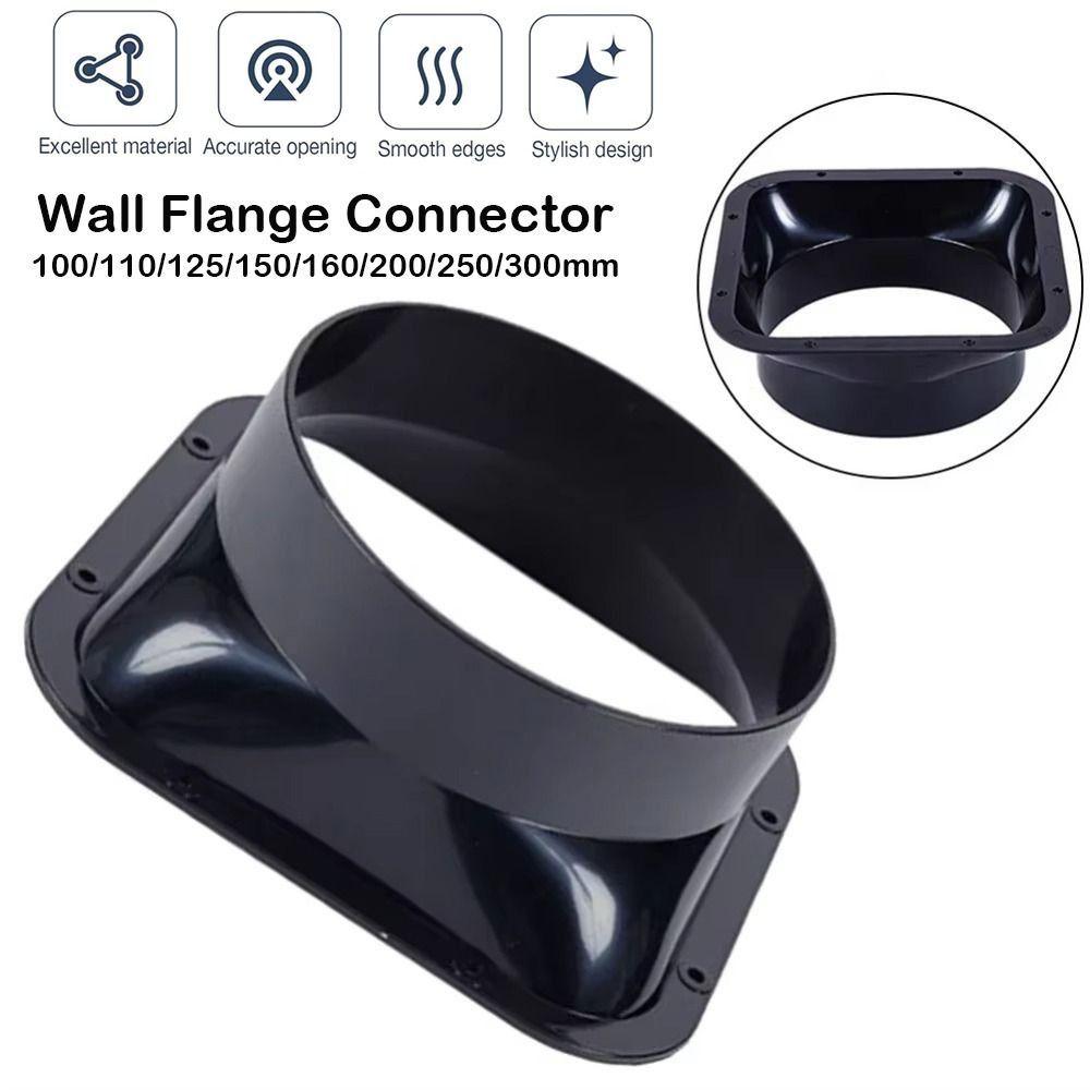 Household Accessories ABS Wall Flange Connector Black 100-300MM Ventilation Pipe Joint Vent Pipe Adapter Kitchen