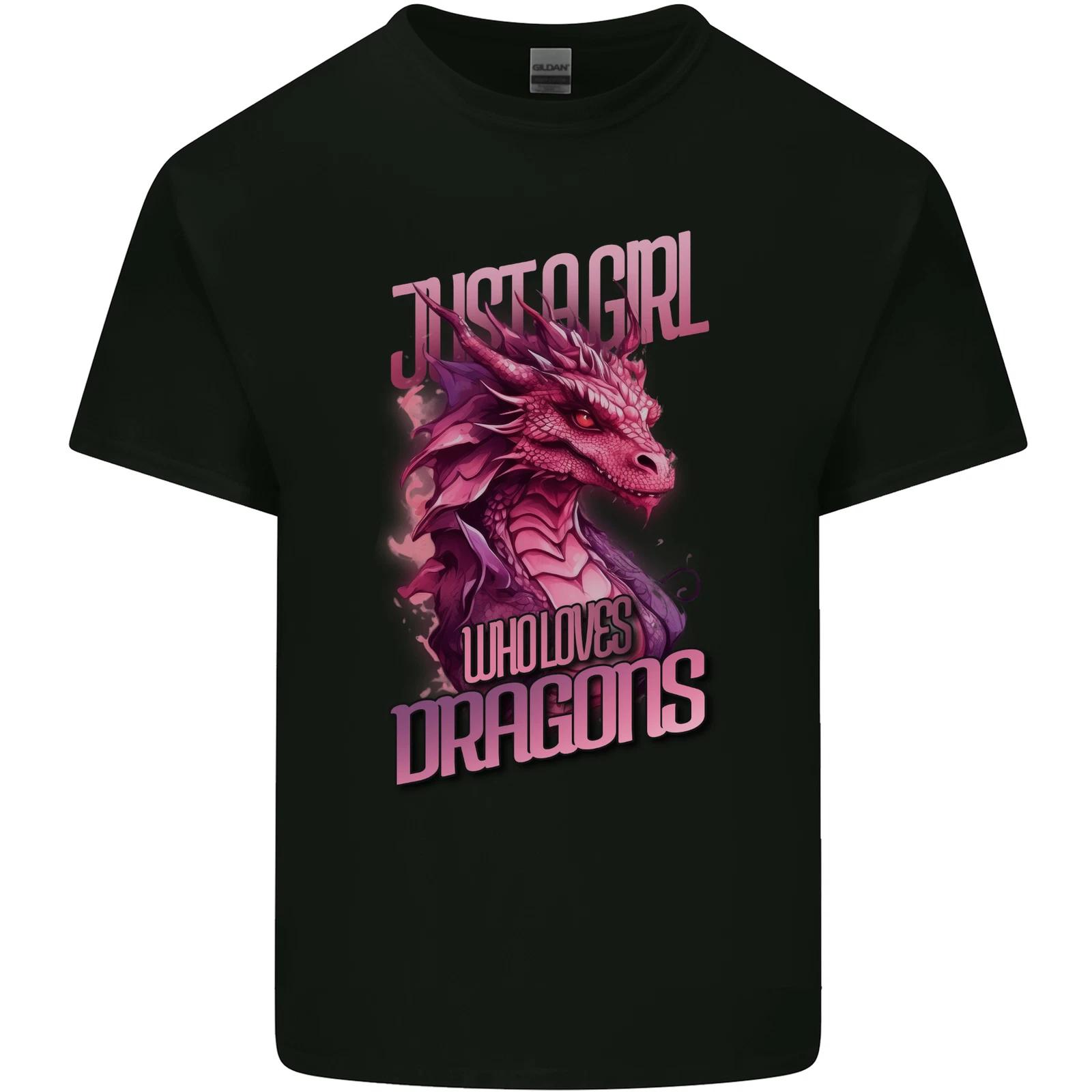 Just a Girl Who Loves Dragons Fantasy RPG Kids T-Shirt Childrens 2XL