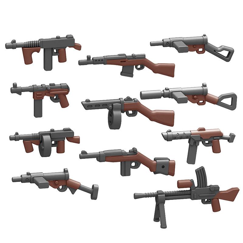 Military Building Blocks Accessories Soldier Figures Weapons Box Rifle Submachine Gun AKM Shield Mini Brick Toy K003 Gift