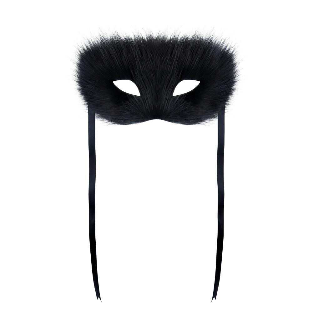 Cosmetic Masquerade Party, Long-haired Fox Half-face Mask, New Eye Mask, Plastic Mask, Mysterious Animal Mask