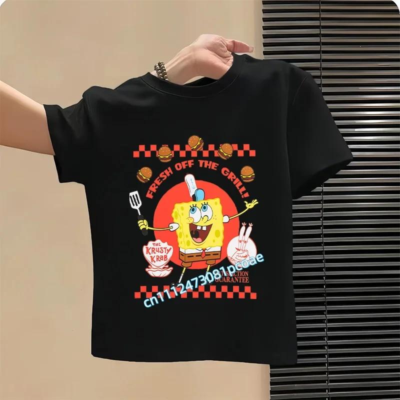 SpongeBob SquarePants childrens cotton shortsleeved boys sports shirt girls casual top with cartoon print summer Tshirt