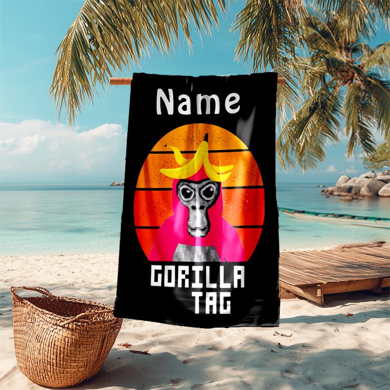 Personalized customized proof beach towel with Gorilla Tag pattern - soft, absorbent,quick-drying,perfect swimming,camping&bathing