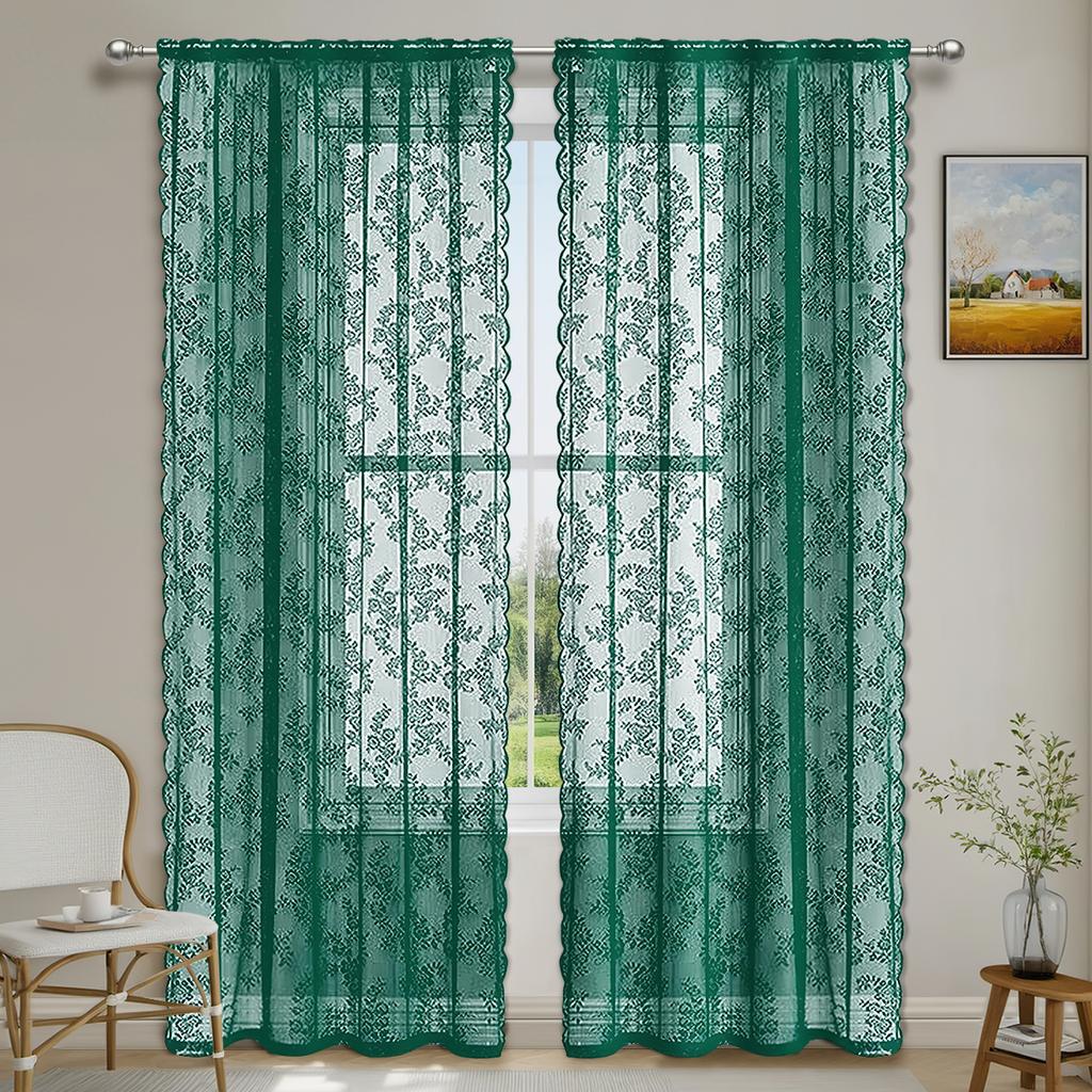 1pc White Flower Embroidery Single Panel Sheer Curtain, Romantic Blackout Curtains for Bedroom and Living Room