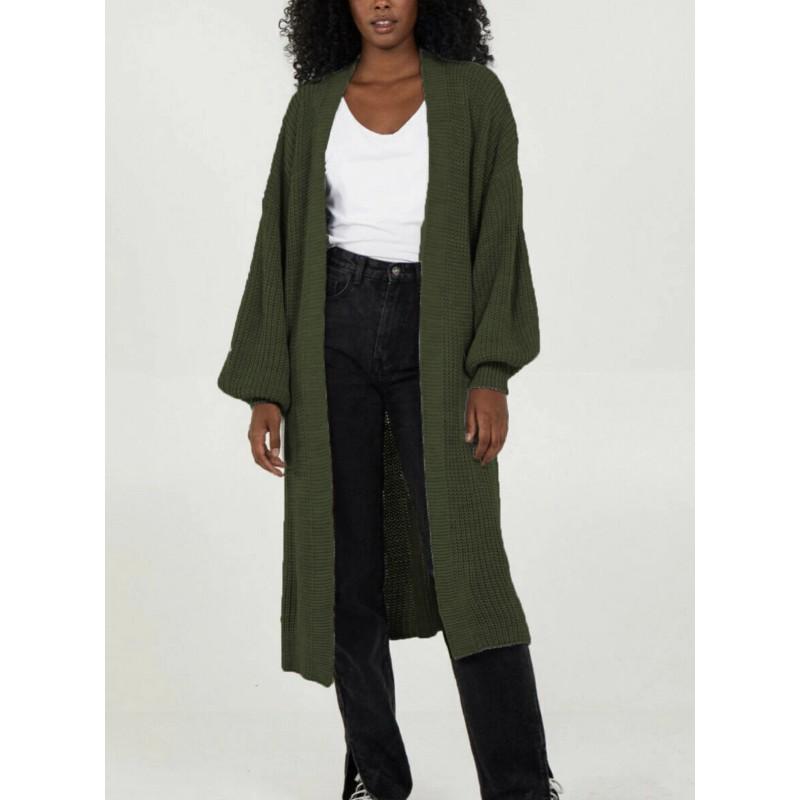 Übergroßer Strick-Cardigan-Pullover mit langen Ärmeln für Damen, Winter, lockere Passform, Übergröße, V-Ausschnitt, offene Vorderseite, langer Mantel