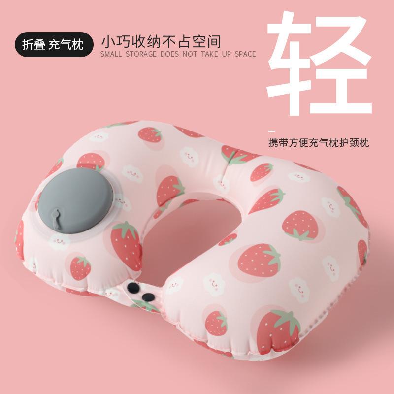 Cartoon Cool TPU Press Inflatable Pillow Outdoor Portable Neck Pillow Travel Sanbao Storage single